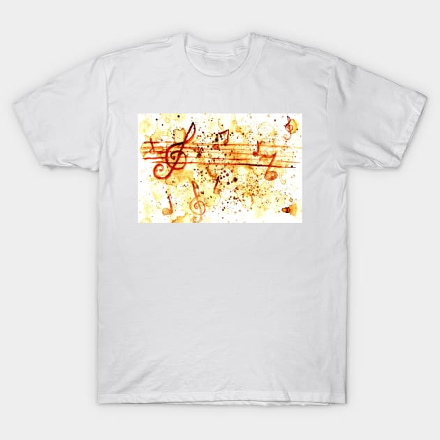 Coffee stains and music notes T-Shirt by AnnArtshock